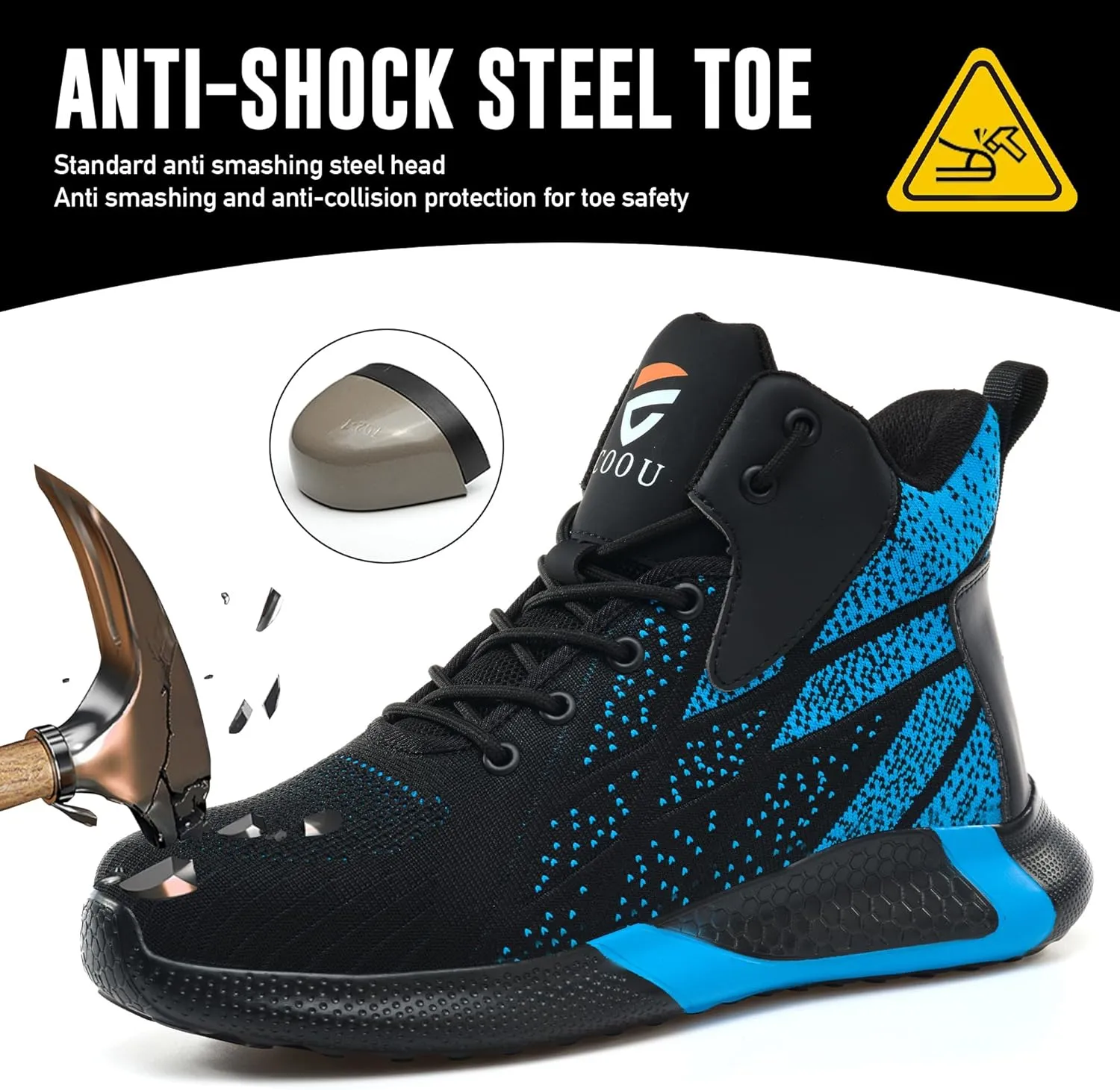 Steel Toe Shoes for Men Lightweight Comfortable Steel Toe Sneakers Waterproof Slip Resistant Steel Toe Boots for Women