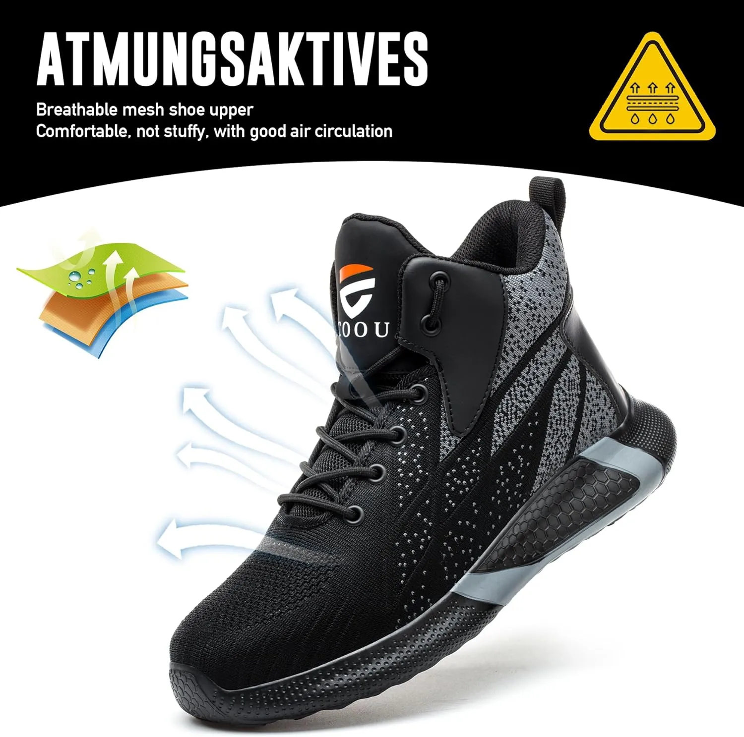 Steel Toe Shoes for Men Lightweight Comfortable Steel Toe Sneakers Waterproof Slip Resistant Steel Toe Boots for Women