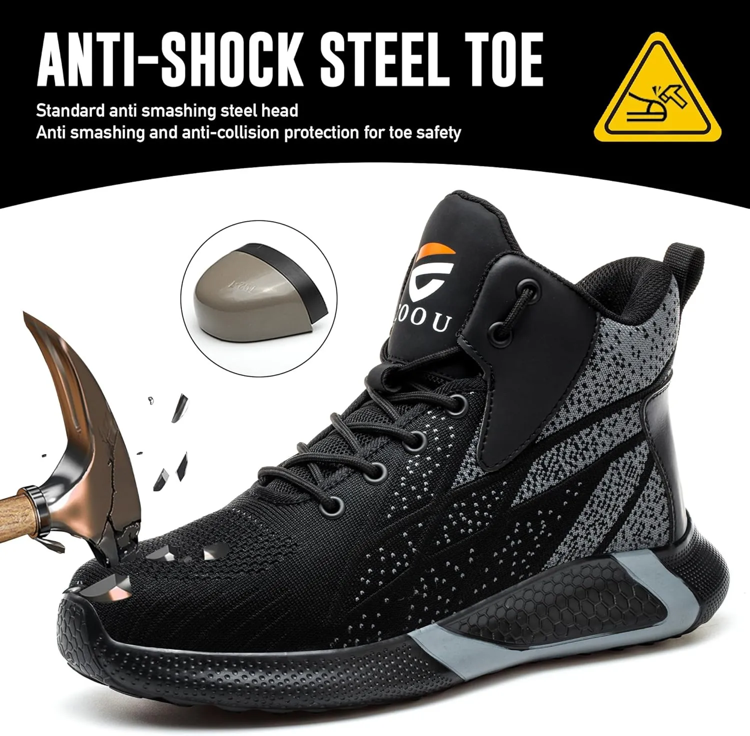 Steel Toe Shoes for Men Lightweight Comfortable Steel Toe Sneakers Waterproof Slip Resistant Steel Toe Boots for Women