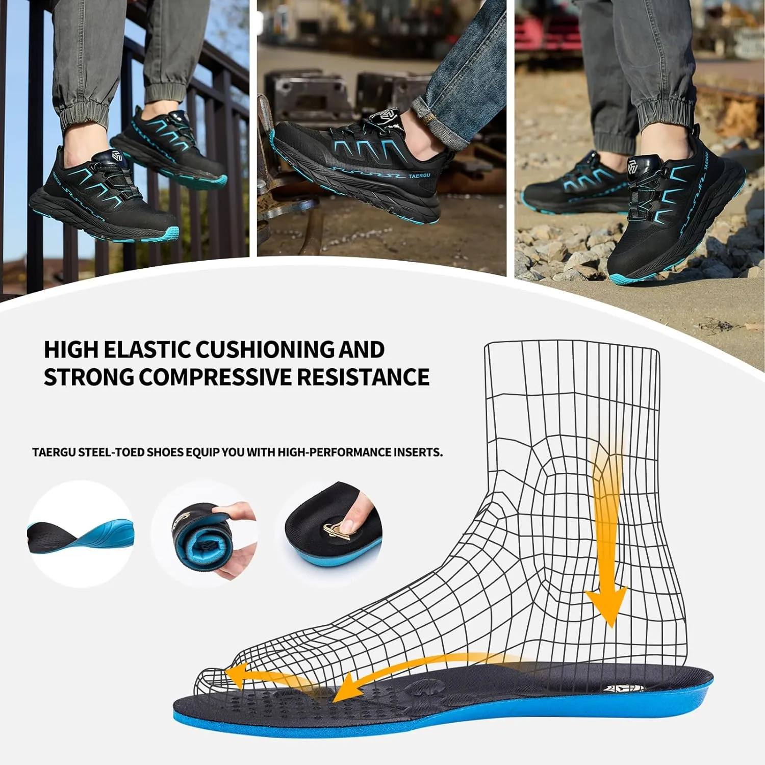 Steel Toe Shoes for Men Lightweight Indestructible Safety Work Shoes Non Slip Resistant Steel Toe Sneakers