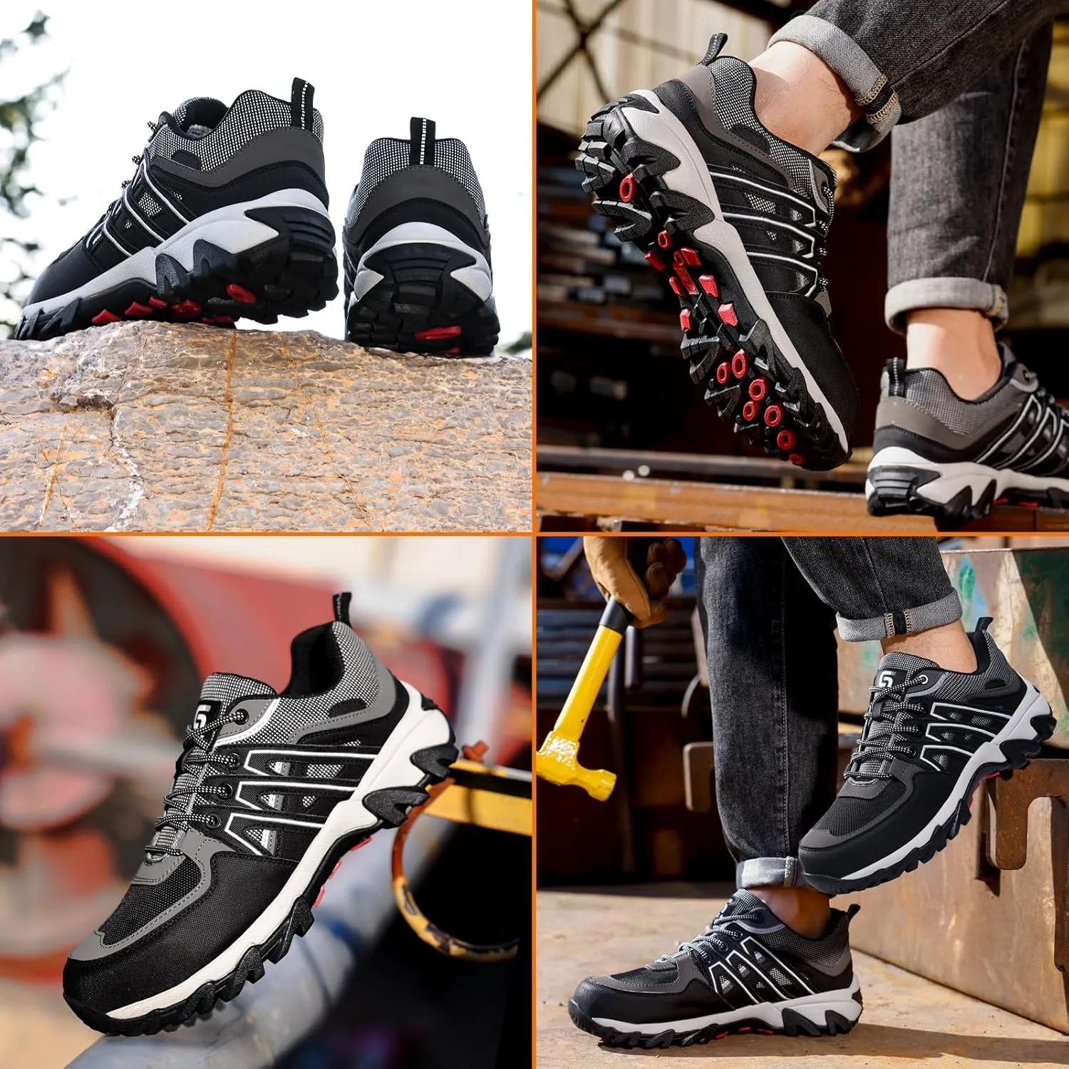 Steel Toe Shoes for Men Lightweight Work Boots for Men Comfortable Steel Toe Boots Industrial Work Shoes Breathable Safety Shoes Construction Steel Toe Sneakers Indestructible Safety Boots
