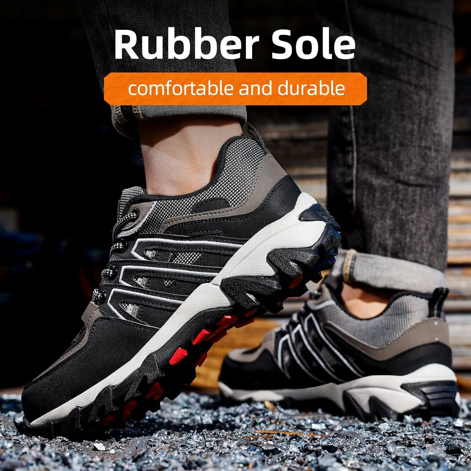 Steel Toe Shoes for Men Lightweight Work Boots for Men Comfortable Steel Toe Boots Industrial Work Shoes Breathable Safety Shoes Construction Steel Toe Sneakers Indestructible Safety Boots