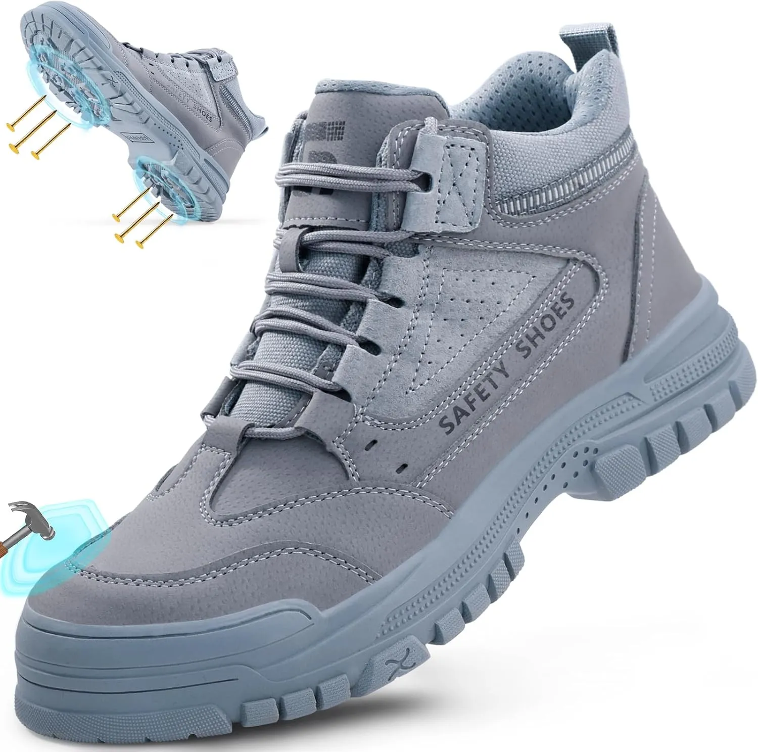 Steel Toe Shoes for Men Lightweight Work Boots for Men Comfortable Steel Toe Boots Industrial Work Shoes Breathable Safety Shoes Construction Steel Toe Sneakers Indestructible Safety Boots