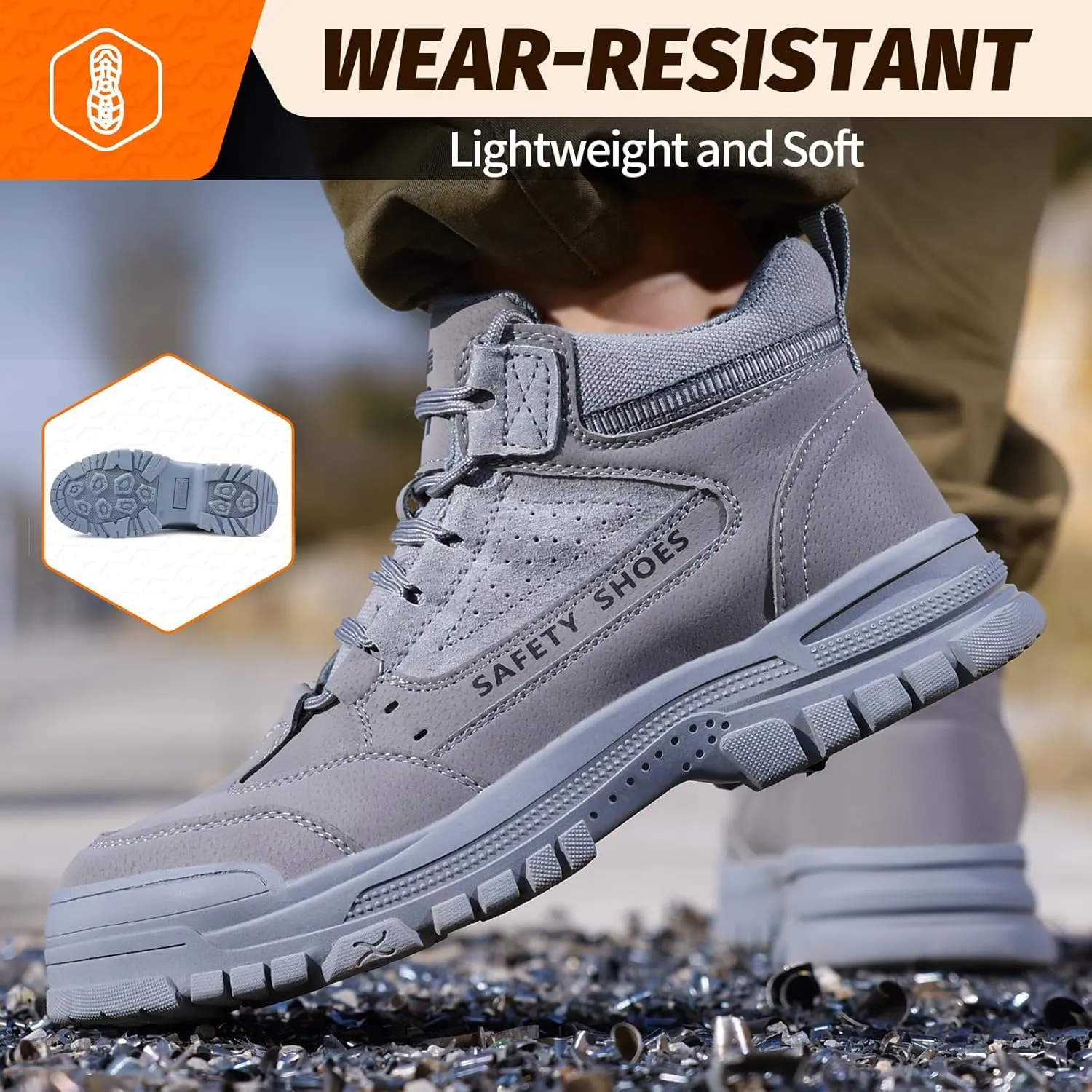 Steel Toe Shoes for Men Lightweight Work Boots for Men Comfortable Steel Toe Boots Industrial Work Shoes Breathable Safety Shoes Construction Steel Toe Sneakers Indestructible Safety Boots