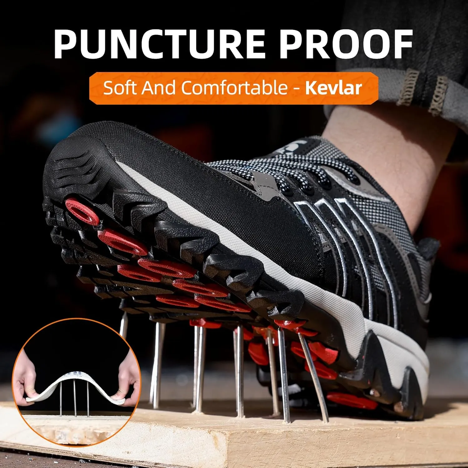 Steel Toe Shoes for Men Lightweight Work Boots for Men Comfortable Steel Toe Boots Industrial Work Shoes Breathable Safety Shoes Construction Steel Toe Sneakers Indestructible Safety Boots