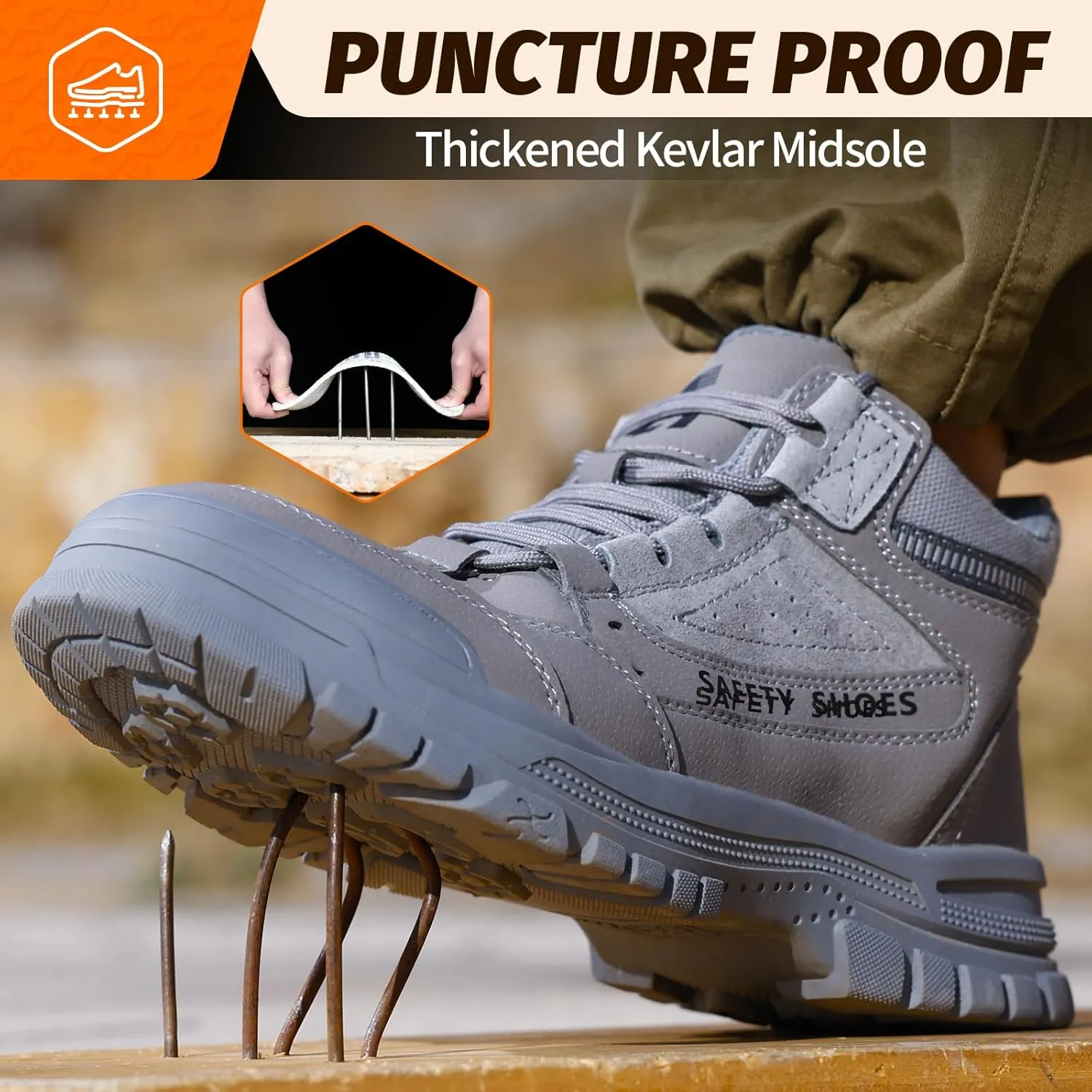 Steel Toe Shoes for Men Lightweight Work Boots for Men Comfortable Steel Toe Boots Industrial Work Shoes Breathable Safety Shoes Construction Steel Toe Sneakers Indestructible Safety Boots