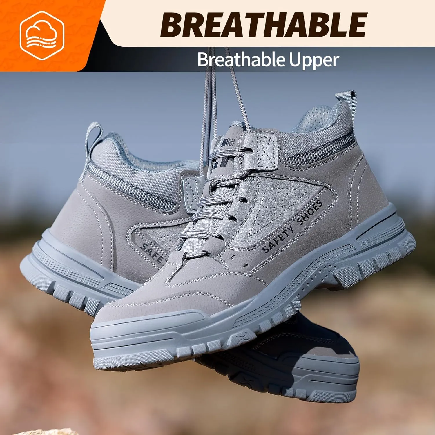 Steel Toe Shoes for Men Lightweight Work Boots for Men Comfortable Steel Toe Boots Industrial Work Shoes Breathable Safety Shoes Construction Steel Toe Sneakers Indestructible Safety Boots