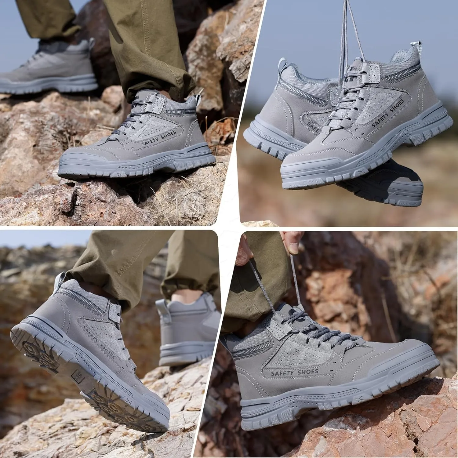 Steel Toe Shoes for Men Lightweight Work Boots for Men Comfortable Steel Toe Boots Industrial Work Shoes Breathable Safety Shoes Construction Steel Toe Sneakers Indestructible Safety Boots