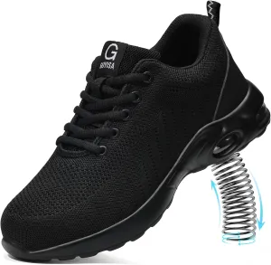 Steel Toe Shoes for Men Lightweight Work Shoes Safety Shoes Air Cushioned Steel Toe Sneakers Indestructible Steel Tennis Toe Shoes Construction Industrial Work Safety Sneakers