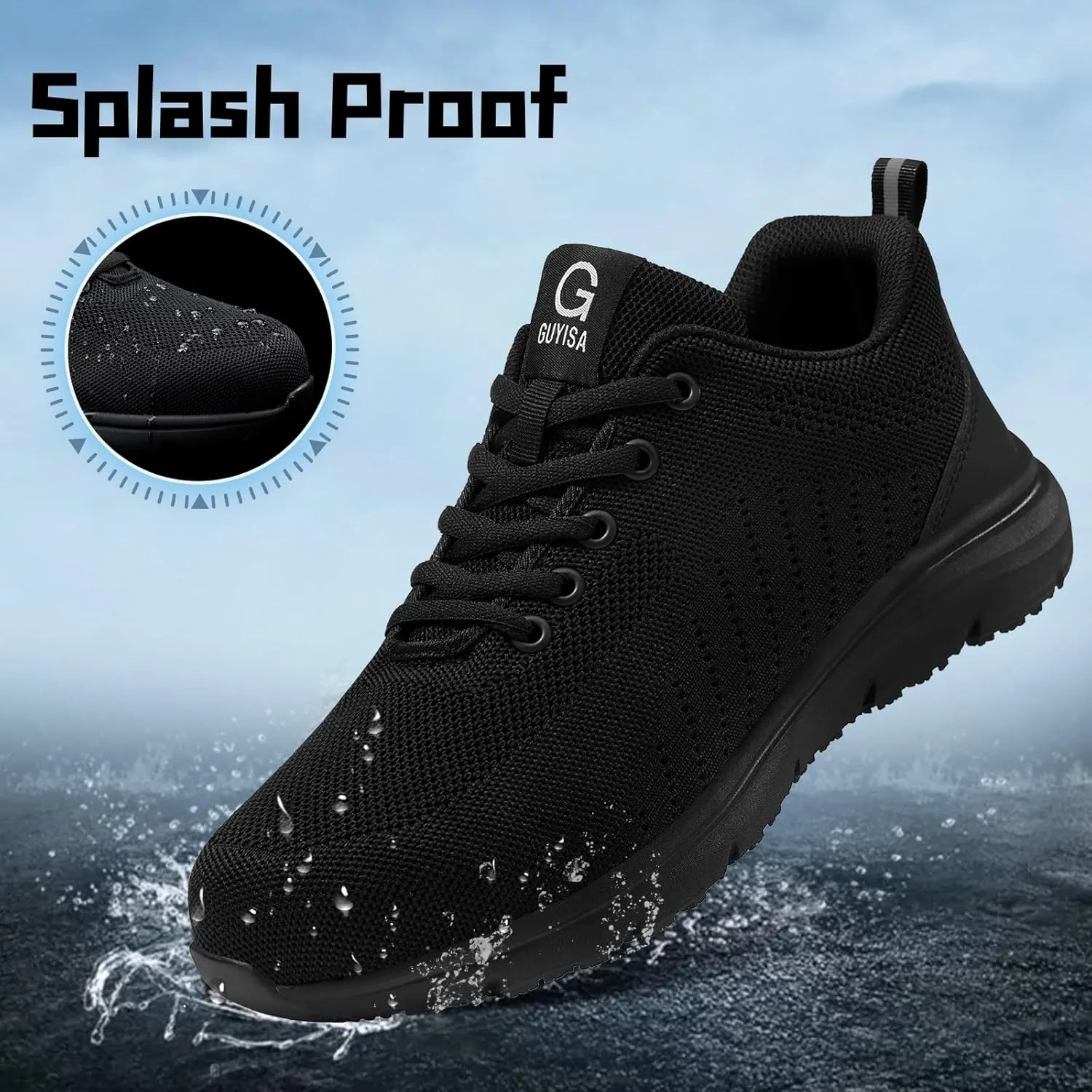 Steel Toe Shoes for Men Lightweight Work Shoes Safety Shoes Air Cushioned Steel Toe Sneakers Indestructible Steel Tennis Toe Shoes Construction Industrial Work Safety Sneakers