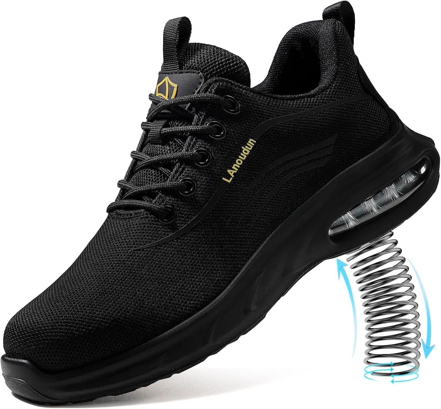 Steel Toe Shoes for Men Lightweight Work Shoes Safety Shoes Air Cushioned Steel Toe Sneakers Indestructible Steel Tennis Toe Shoes Construction Industrial Work Safety Sneakers