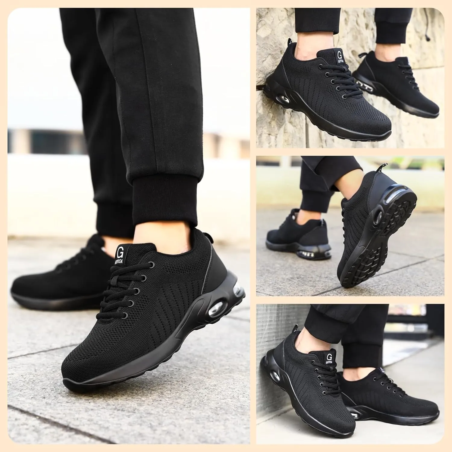 Steel Toe Shoes for Men Lightweight Work Shoes Safety Shoes Air Cushioned Steel Toe Sneakers Indestructible Steel Tennis Toe Shoes Construction Industrial Work Safety Sneakers