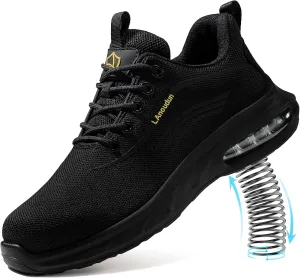 Steel Toe Shoes for Men Lightweight Work Shoes Safety Shoes Air Cushioned Steel Toe Sneakers Indestructible Steel Tennis Toe Shoes Construction Industrial Work Safety Sneakers