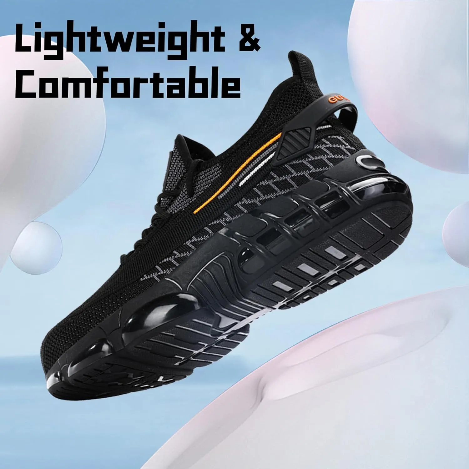 Steel Toe Shoes for Men Lightweight Work Shoes Safety Shoes Air Cushioned Steel Toe Sneakers Indestructible Steel Tennis Toe Shoes Construction Industrial Work Safety Sneakers