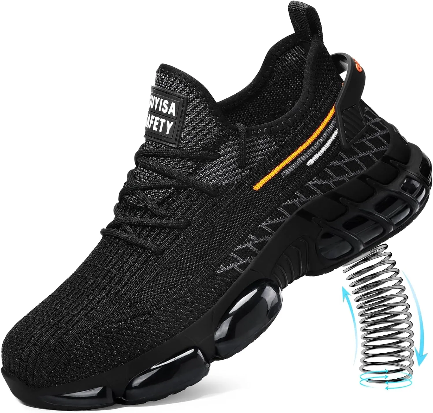 Steel Toe Shoes for Men Lightweight Work Shoes Safety Shoes Air Cushioned Steel Toe Sneakers Indestructible Steel Tennis Toe Shoes Construction Industrial Work Safety Sneakers