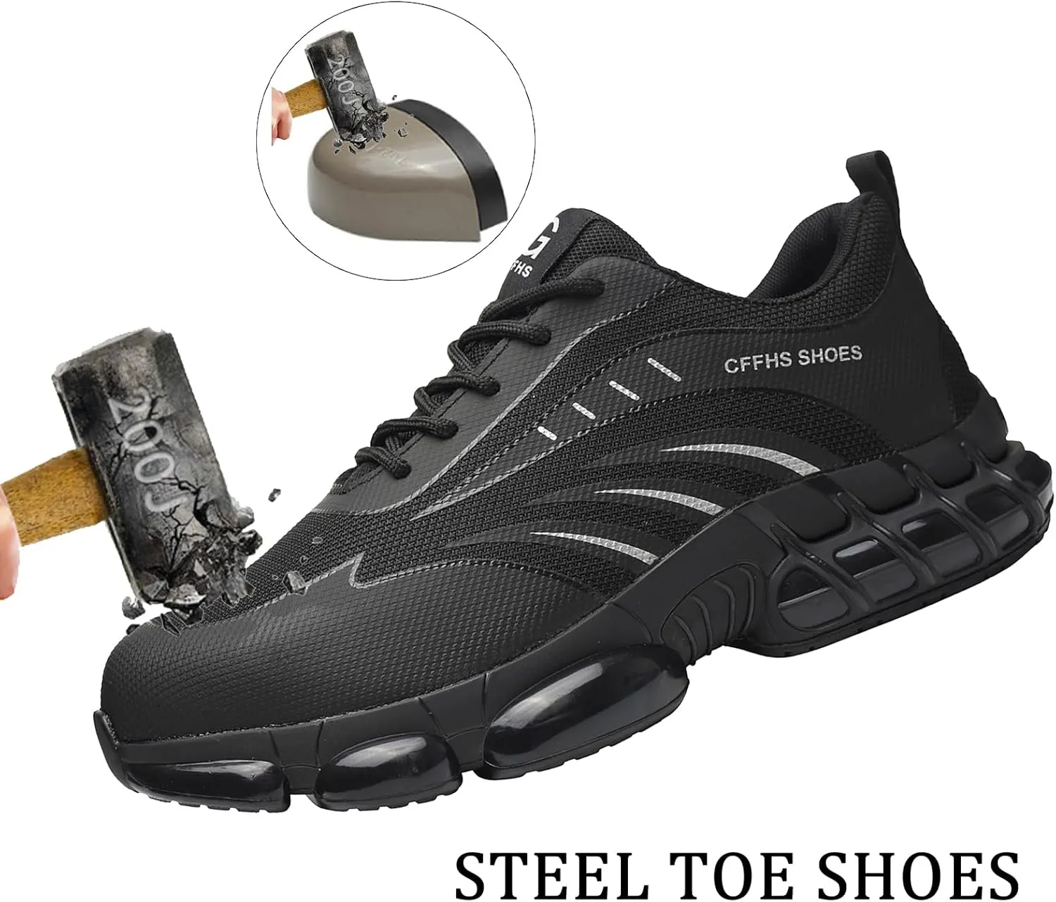 Steel Toe Shoes for Men Women Comfortable Breathable Safety Work Shoes Lightweight Indestructible Puncture Proof Steel Toe Sneakers