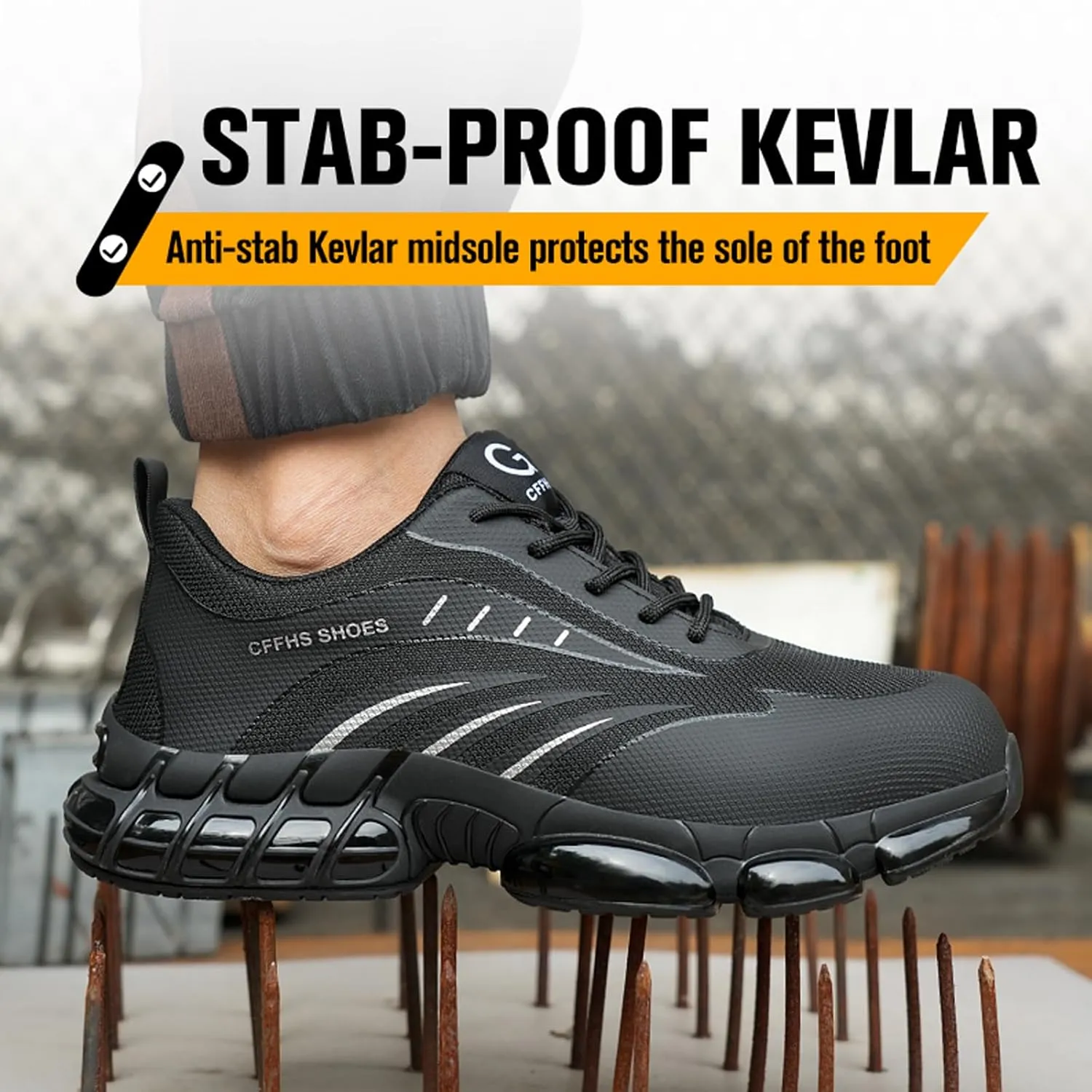 Steel Toe Shoes for Men Women Comfortable Breathable Safety Work Shoes Lightweight Indestructible Puncture Proof Steel Toe Sneakers