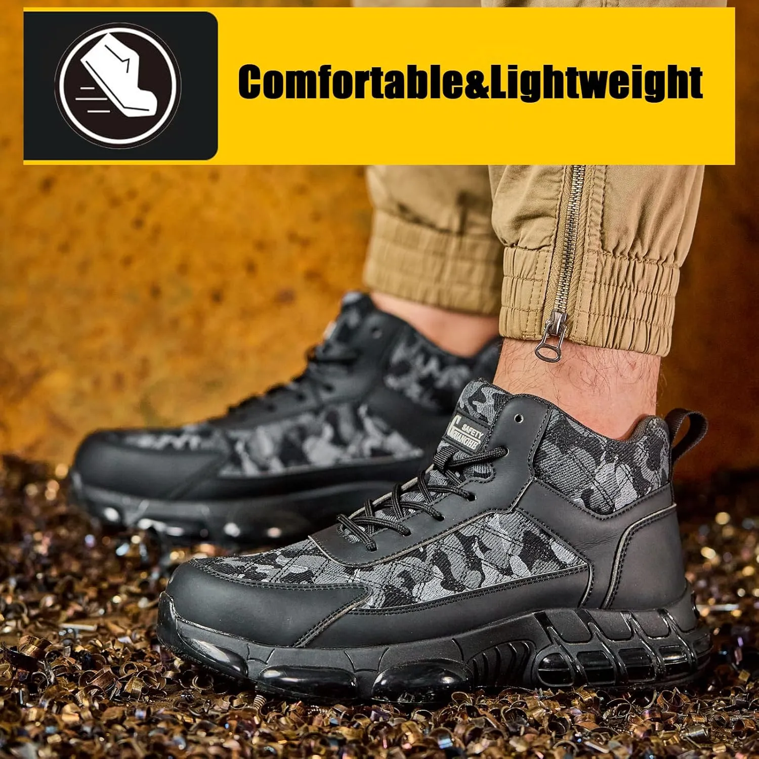 Steel Toe Shoes for Men Women Comfortable Breathable Safety Work Shoes Lightweight Indestructible Puncture Proof Steel Toe Sneakers