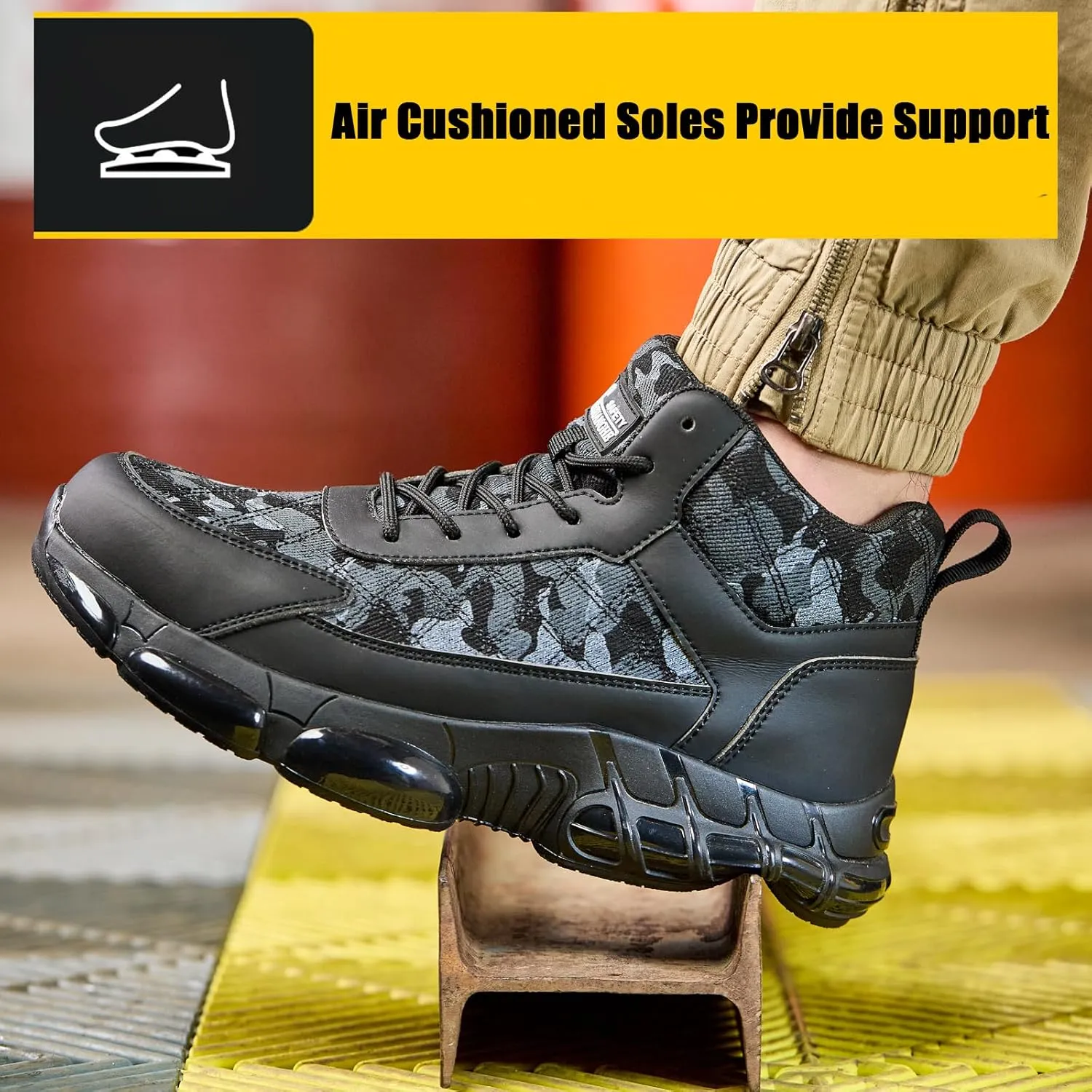 Steel Toe Shoes for Men Women Comfortable Breathable Safety Work Shoes Lightweight Indestructible Puncture Proof Steel Toe Sneakers