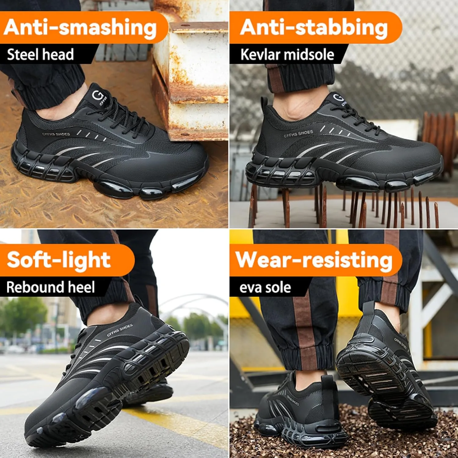 Steel Toe Shoes for Men Women Comfortable Breathable Safety Work Shoes Lightweight Indestructible Puncture Proof Steel Toe Sneakers