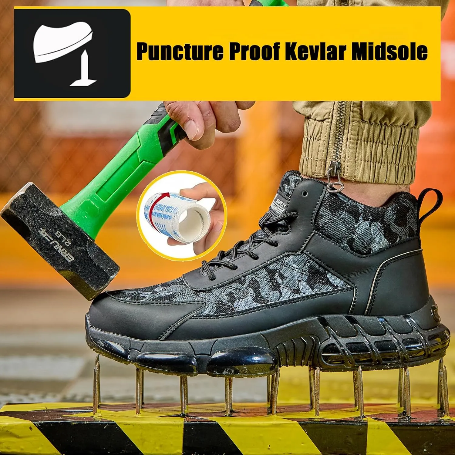 Steel Toe Shoes for Men Women Comfortable Breathable Safety Work Shoes Lightweight Indestructible Puncture Proof Steel Toe Sneakers