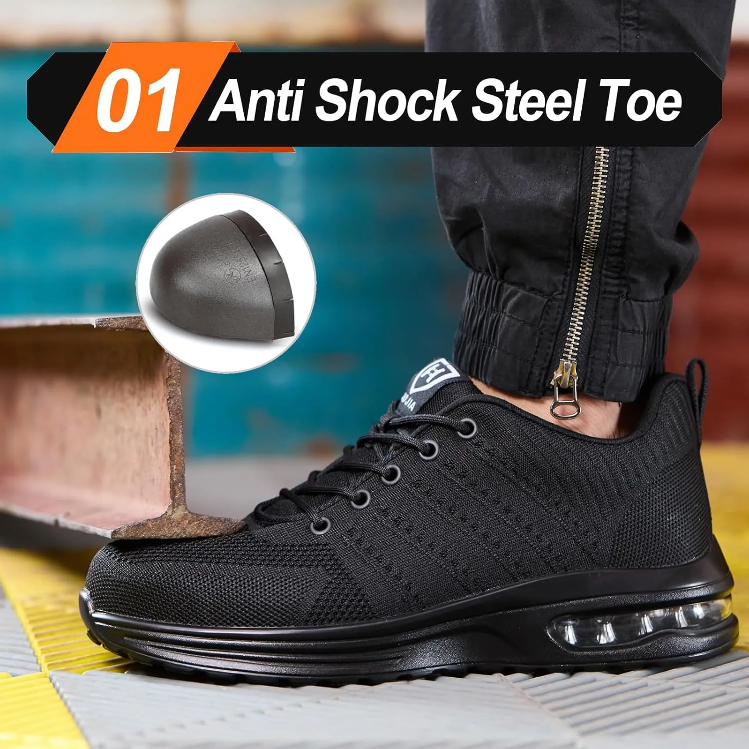 Steel Toe Shoes for Men Women Comfortable Breathable Safety Work Shoes Lightweight Indestructible Puncture Proof Steel Toe Sneakers