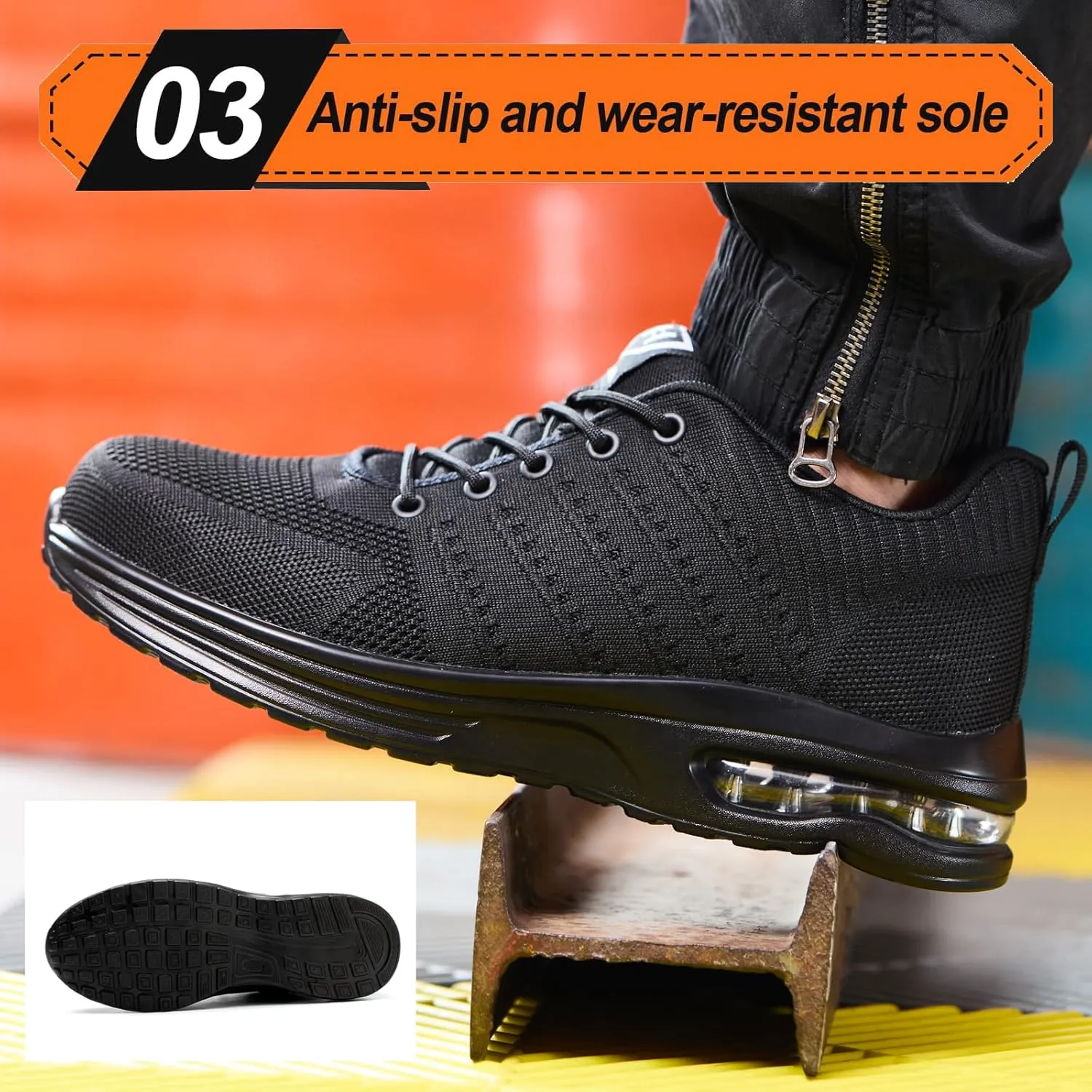 Steel Toe Shoes for Men Women Comfortable Breathable Safety Work Shoes Lightweight Indestructible Puncture Proof Steel Toe Sneakers