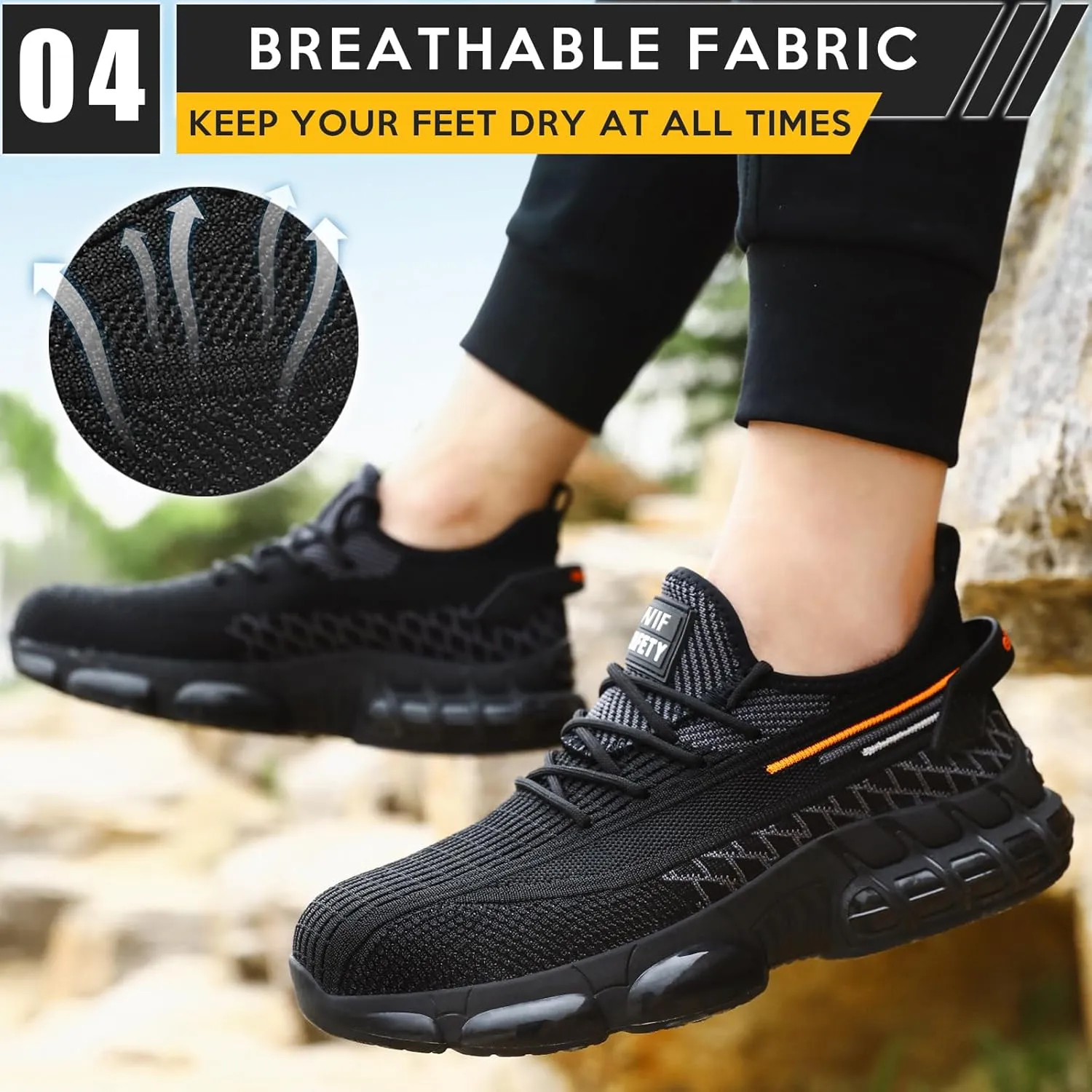 Steel Toe Shoes for Men Women Comfortable Lightweight Composite Toe Work Shoes Cushion Indestructible Construction Safety Toe Sneakers