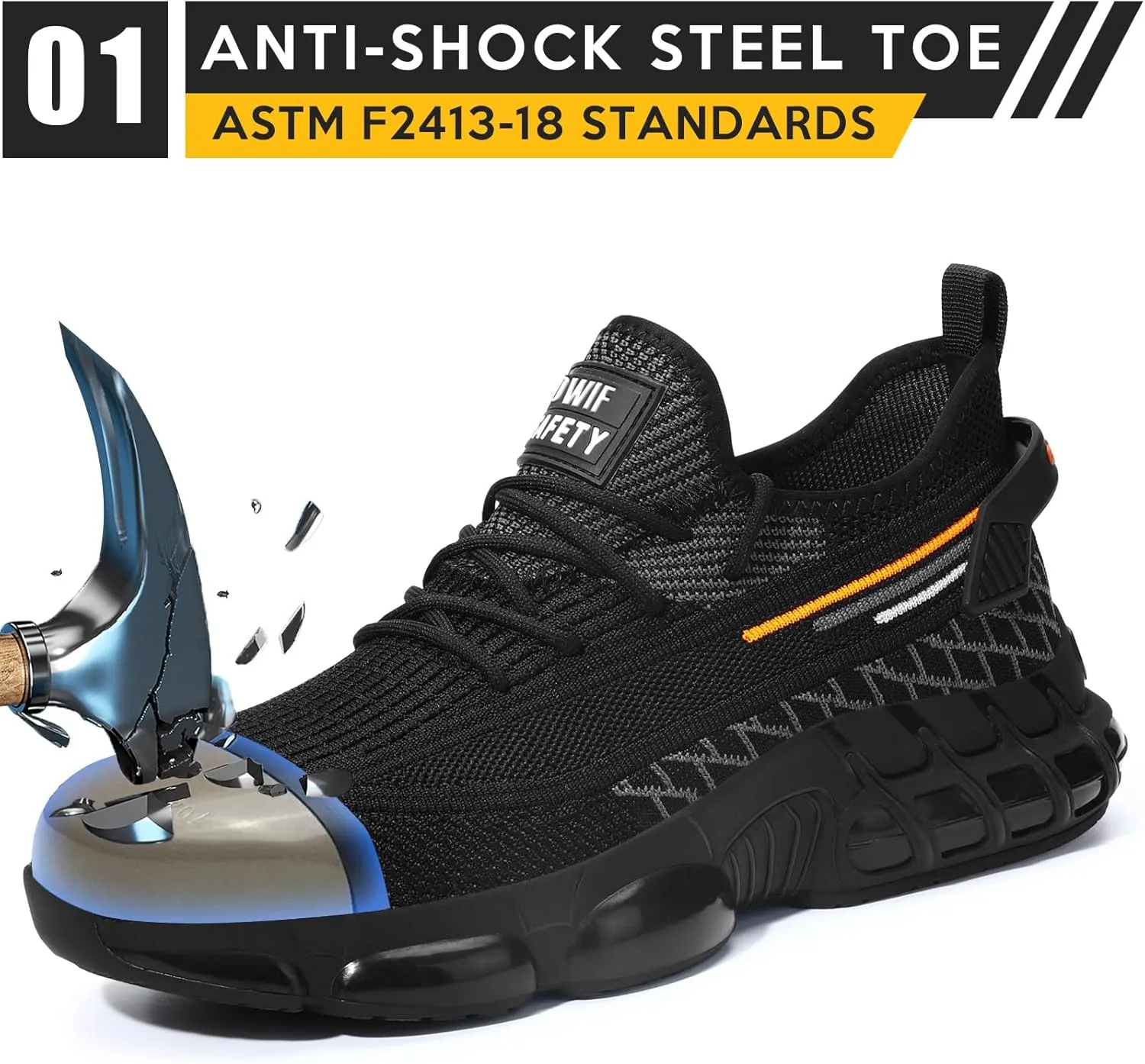 Steel Toe Shoes for Men Women Comfortable Lightweight Composite Toe Work Shoes Cushion Indestructible Construction Safety Toe Sneakers