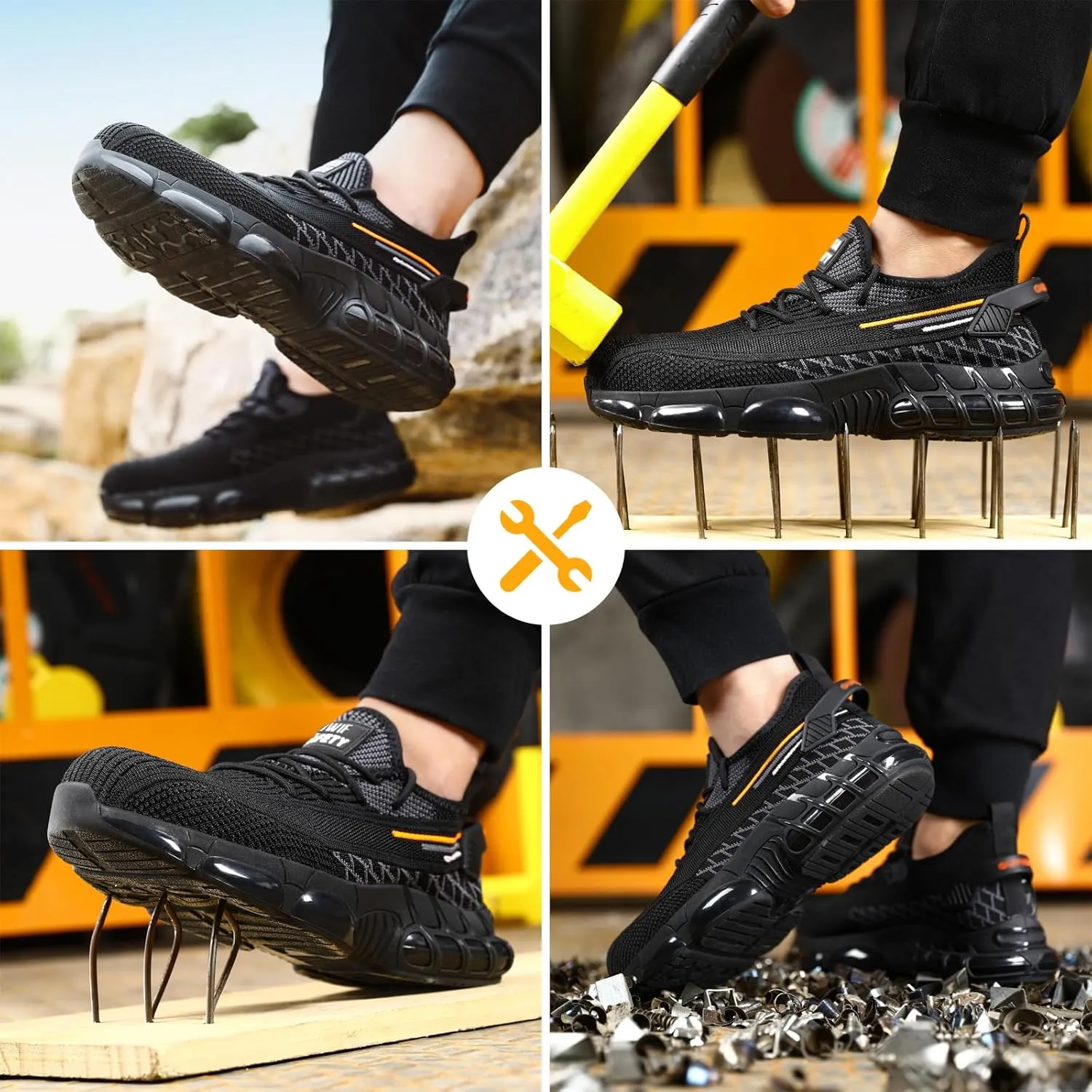 Steel Toe Shoes for Men Women Comfortable Lightweight Composite Toe Work Shoes Cushion Indestructible Construction Safety Toe Sneakers