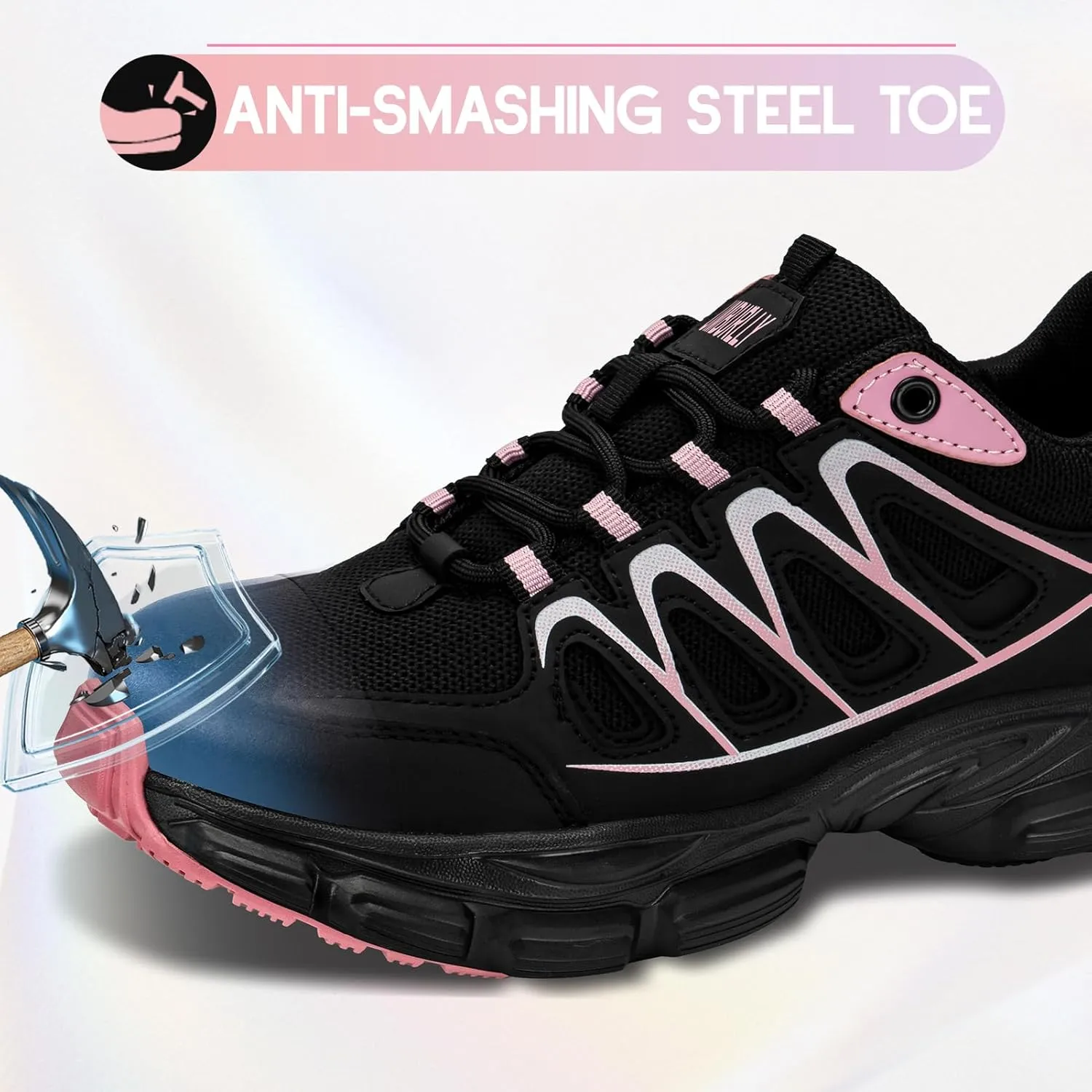 Steel Toe Shoes for Men Women Composite Toe Work Sneakers Indestructible Safety Tennis Shoes Lightweight Breathable Construction Sneakers Puncture Proof Air Cushion Ergonomic Design