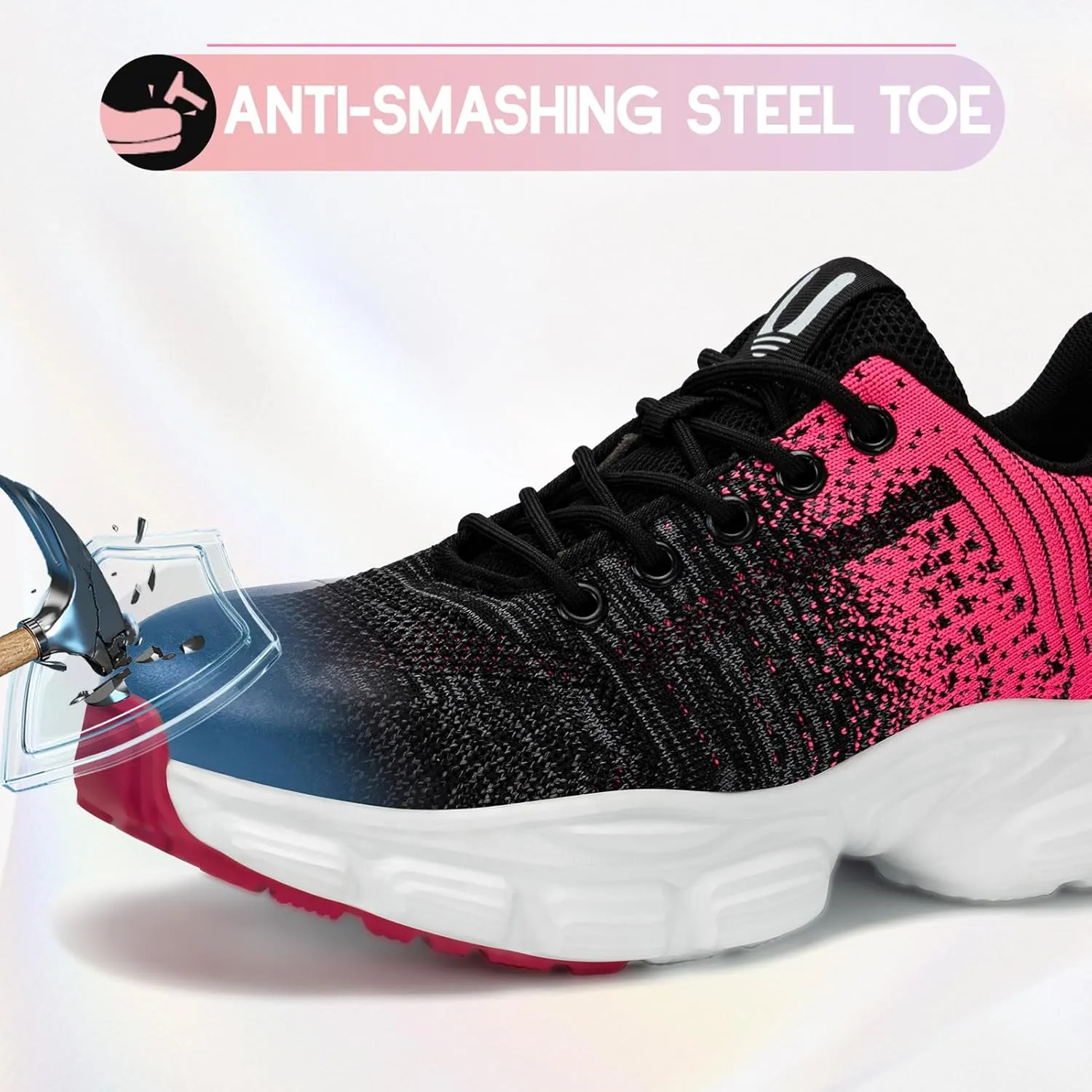 Steel Toe Shoes for Men Women Composite Toe Work Sneakers Indestructible Safety Tennis Shoes Lightweight Breathable Construction Sneakers Puncture Proof Air Cushion Ergonomic Design