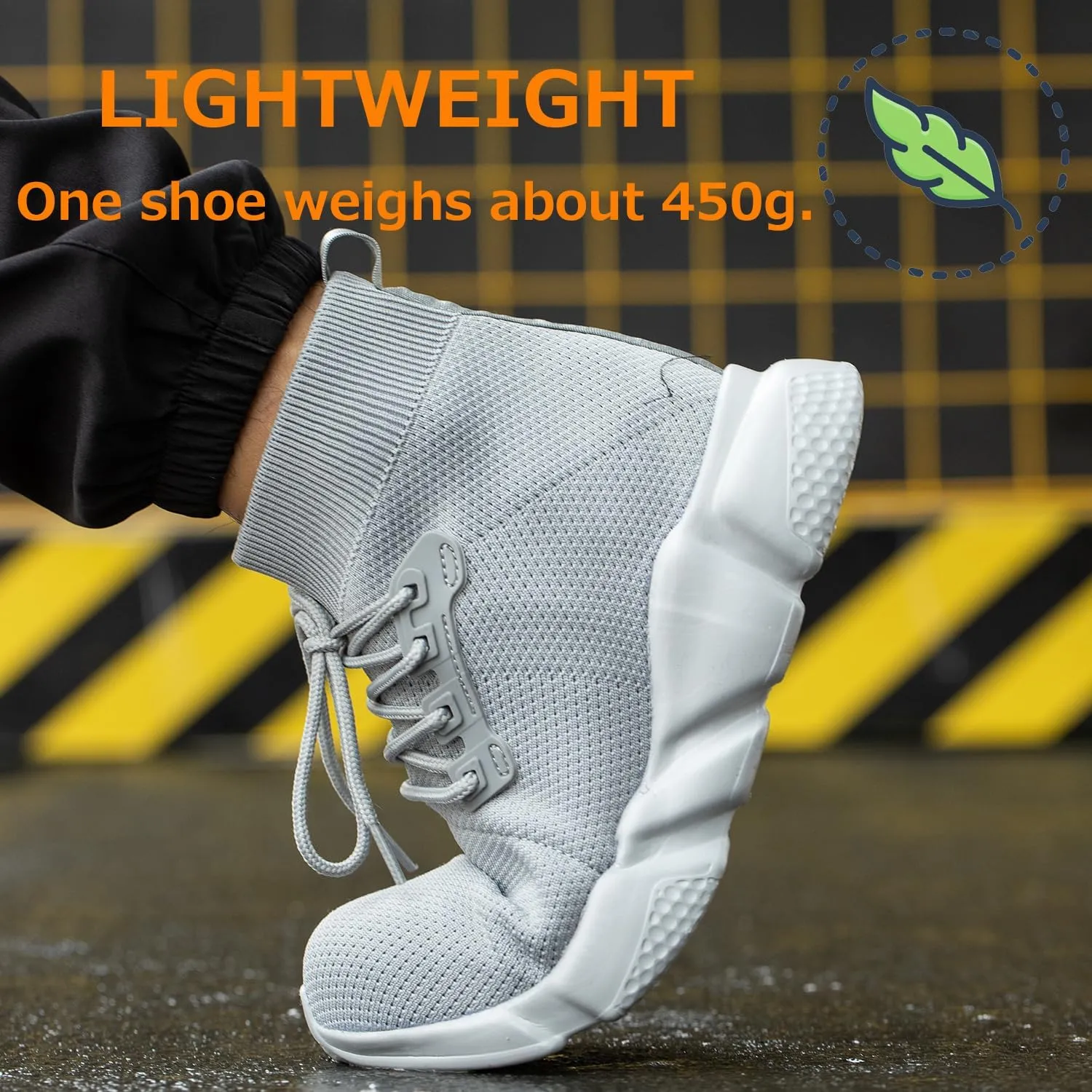 Steel Toe Shoes for Men Work Safety Boots Women Socks Slip On Breathable Lightweight Non Slip High Top Construction Boots