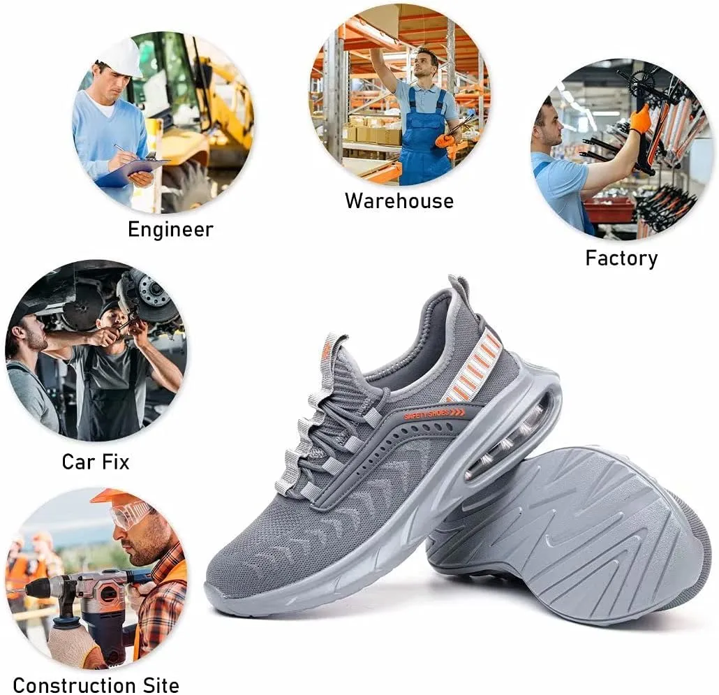 Steel Toe Shoes for Men Work Women Lightweight Air Cushion Sneakers Slip Resistant Safety Work Boots Indestructible Shoes
