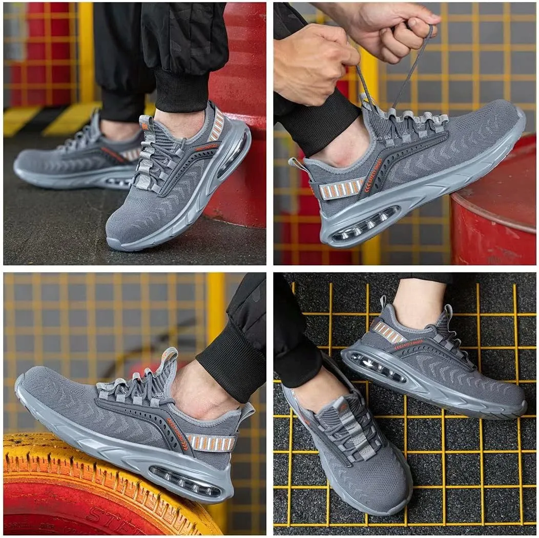 Steel Toe Shoes for Men Work Women Lightweight Air Cushion Sneakers Slip Resistant Safety Work Boots Indestructible Shoes