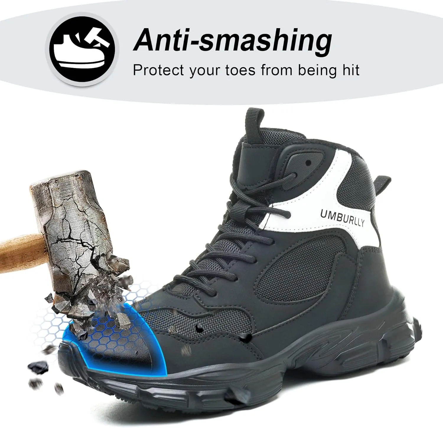 Steel Toe Shoes Women Safety Shoes Lightweight Comfortable Non Slip Thickened Sole Puncture Proof Steel Toe Sneakers Women Size 5.5-10