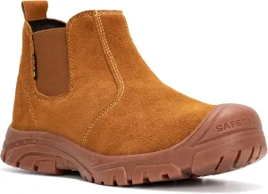 Steel Toe Work Boots for Men Women Slip-on Chelsea Boots, Men's Industrial Construction Shoes, Waterproof, Lightweight, Comfortable, Non-slip Safety Boots…