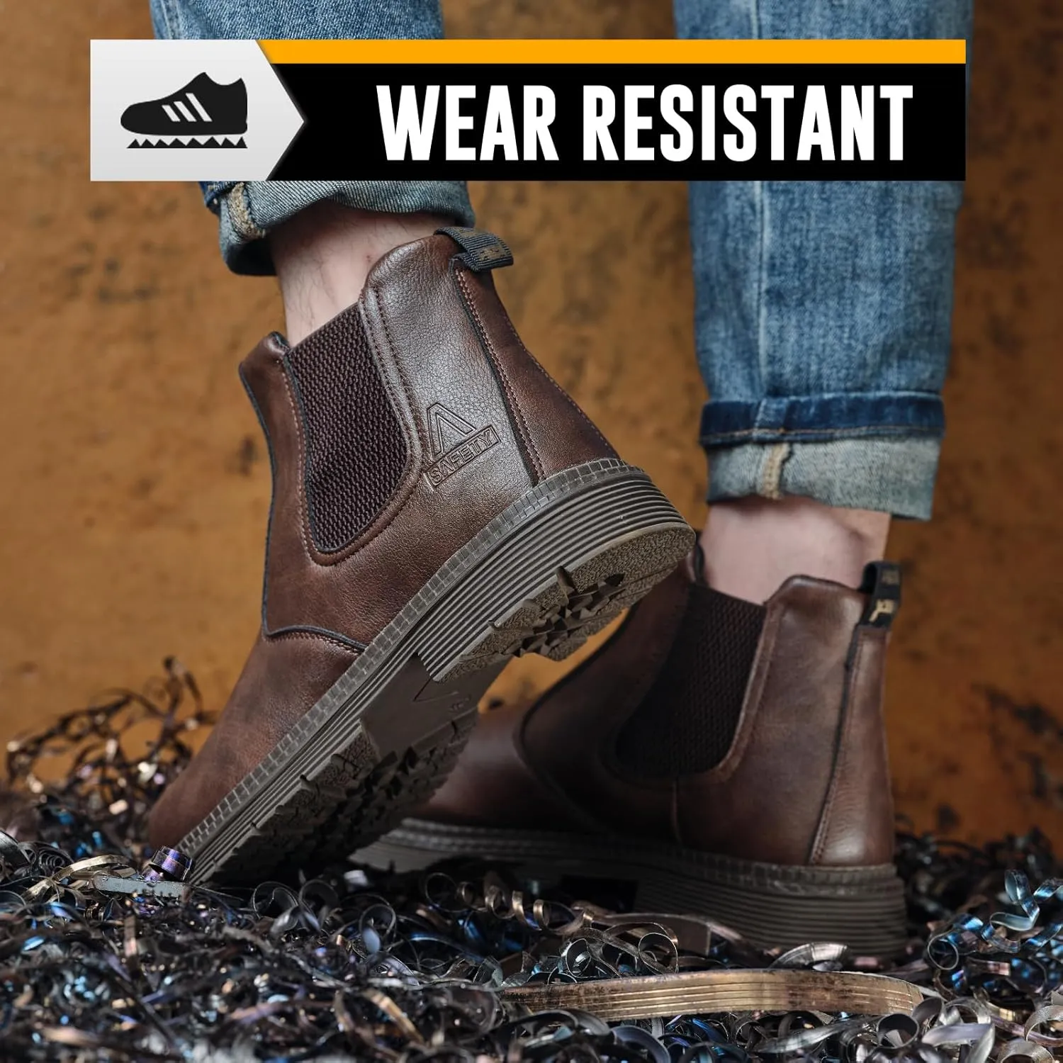 Steel Toe Work Boots for Men Women Slip-on Chelsea Boots, Men's Industrial Construction Shoes, Waterproof, Lightweight, Comfortable, Non-slip Safety Boots…