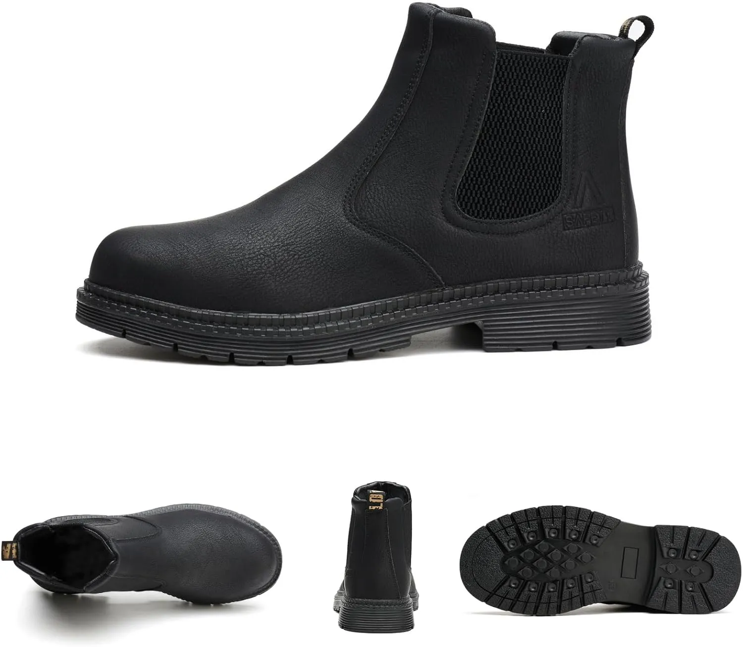 Steel Toe Work Boots for Men Women Slip-on Chelsea Boots, Men's Industrial Construction Shoes, Waterproof, Lightweight, Comfortable, Non-slip Safety Boots…