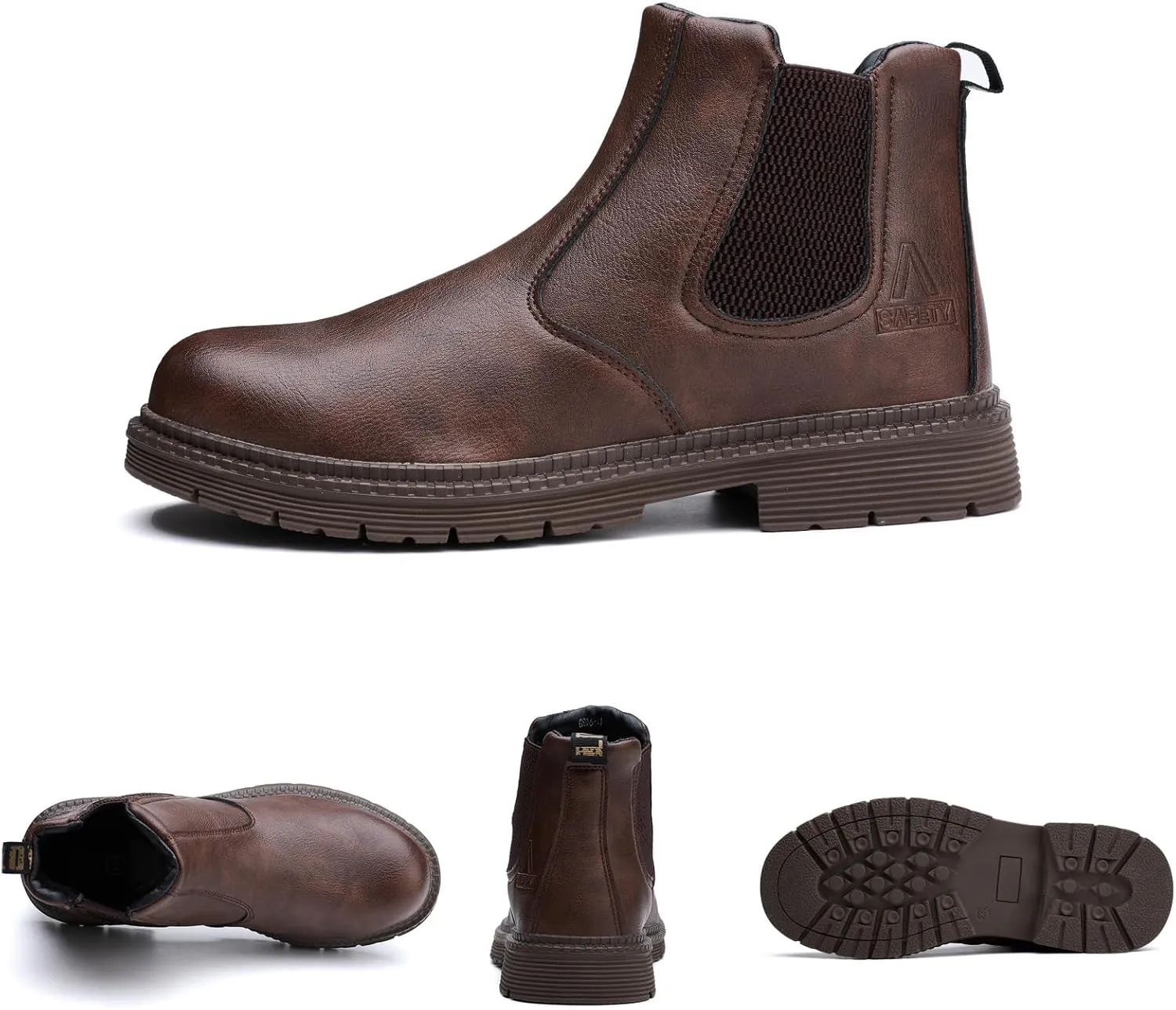 Steel Toe Work Boots for Men Women Slip-on Chelsea Boots, Men's Industrial Construction Shoes, Waterproof, Lightweight, Comfortable, Non-slip Safety Boots…