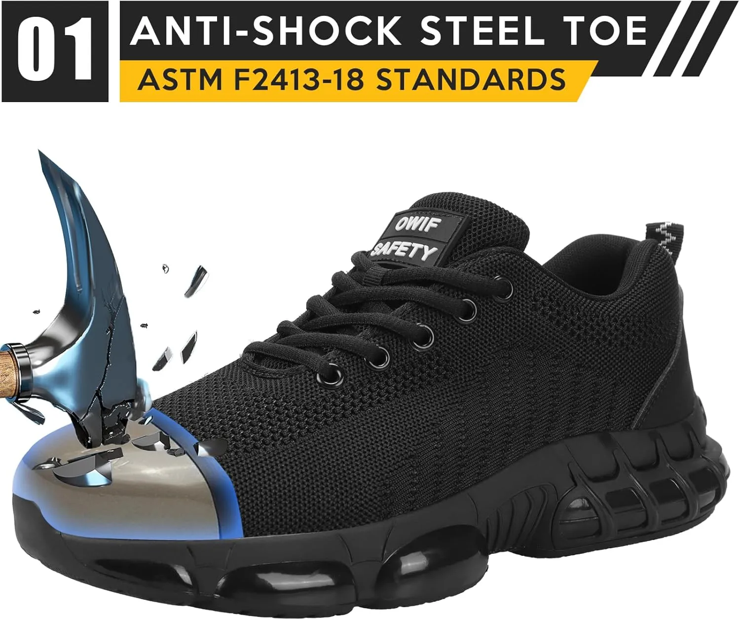 Steel Toe Work Shoes for Men Women Comfortable Lightweight Cushion Composite Toe Construction Safety Toe Shoes