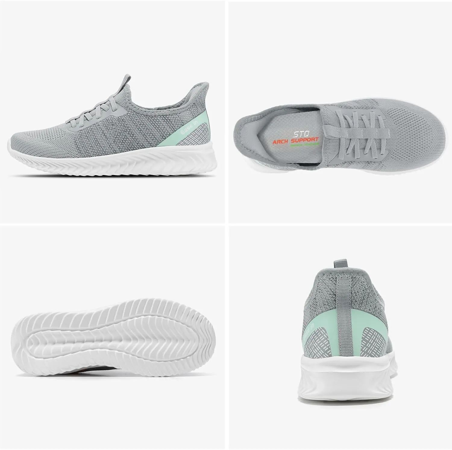 STQ Slip On Shoes Womens Orthopedic Walking Sneakers Lightweight Ladies Pregnancy Maternity Nurse Tennis Shoes for Plantar Fasciitis Relief Arch Support