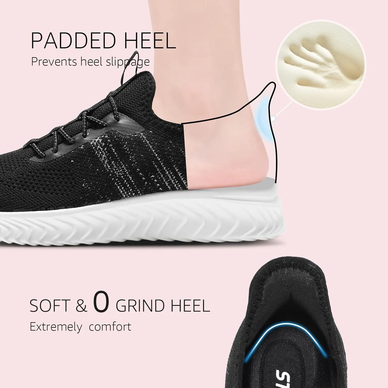 STQ Walking Shoes Women Wide Toe Box Slip on Sneakers with Maternity