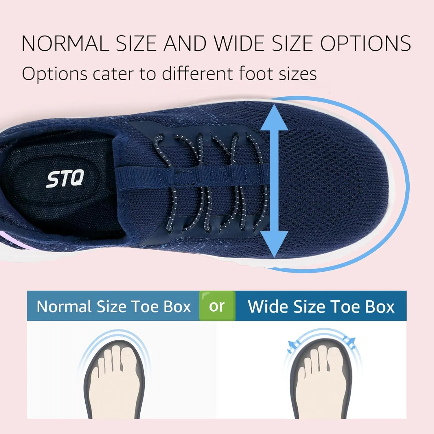 STQ Walking Shoes Women Wide Toe Box Slip on Sneakers with Maternity