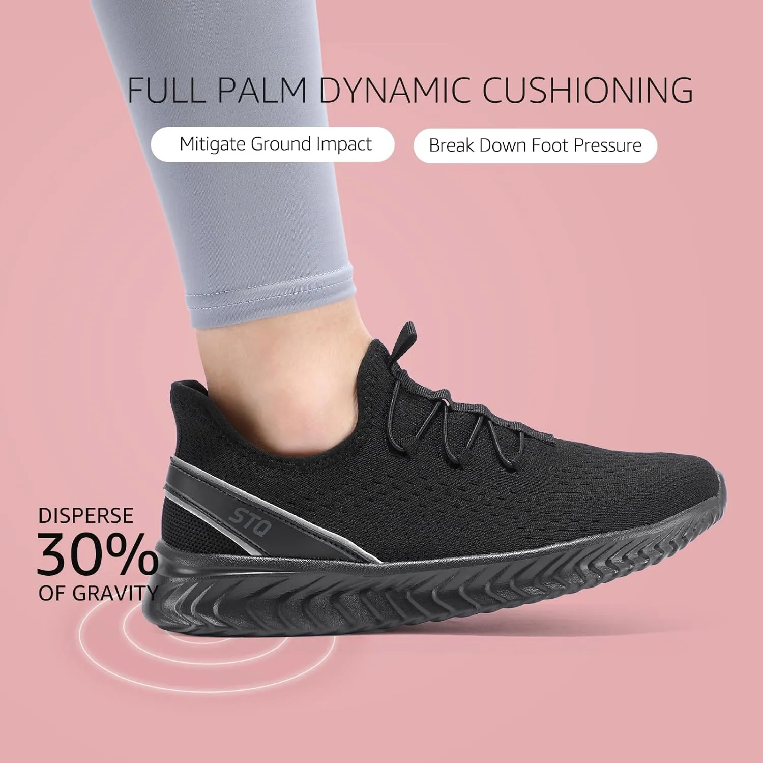 STQ Womens Orthopedic Walking Shoes Comfortable Slip on Sneakers for Plantar Fasciitis