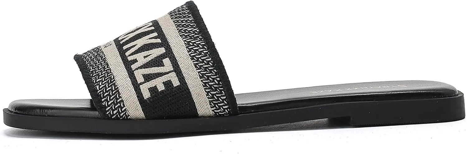 Stratuxx Kaze Women's Dressy Sandals Slip on Flat Summer Shoes Open Toe Slide Sandals for Women Size 5-11