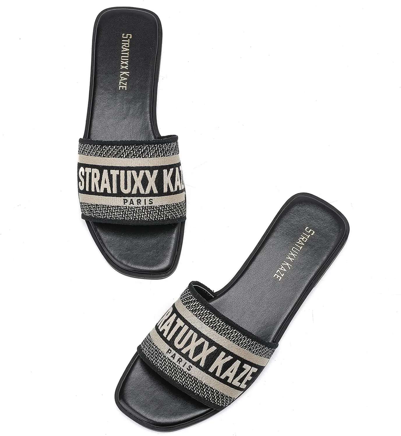 Stratuxx Kaze Women's Dressy Sandals Slip on Flat Summer Shoes Open Toe Slide Sandals for Women Size 5-11