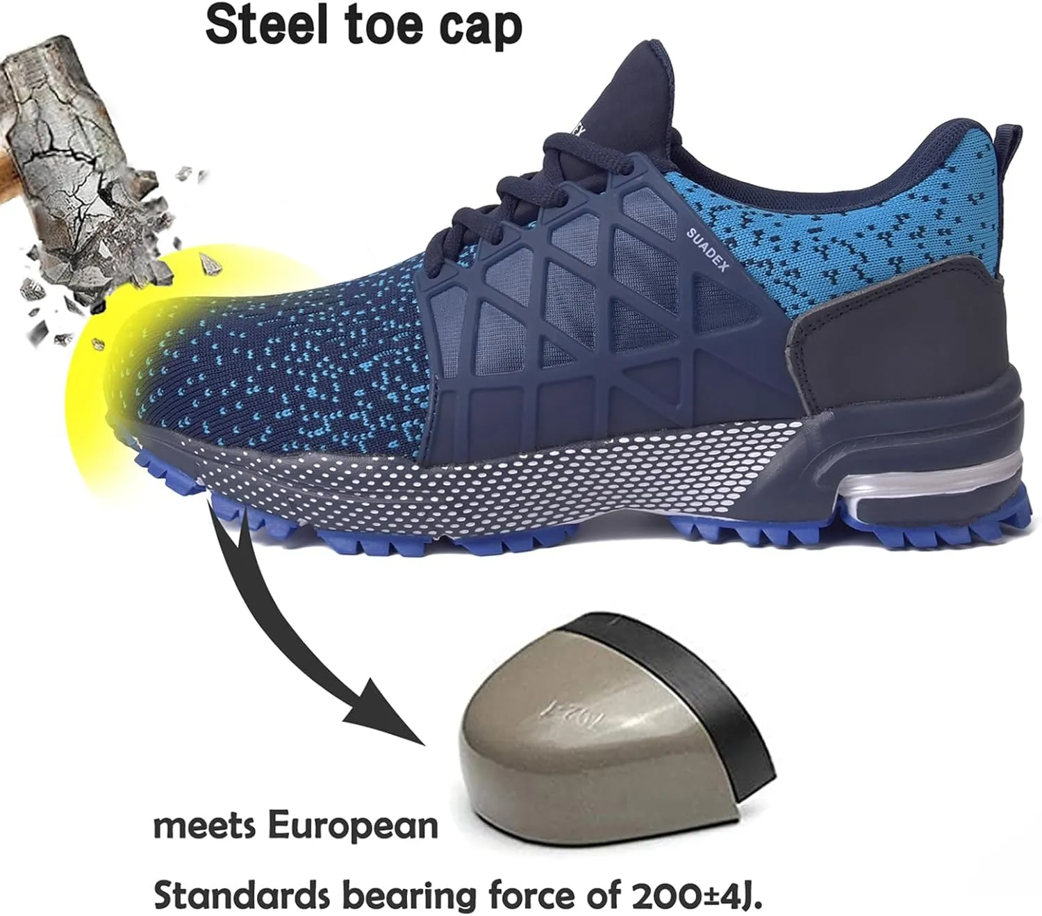 SUADEX Indestructible Steel Toe Shoes Men Women Safety Work Sneakers Comfortable Lightweight