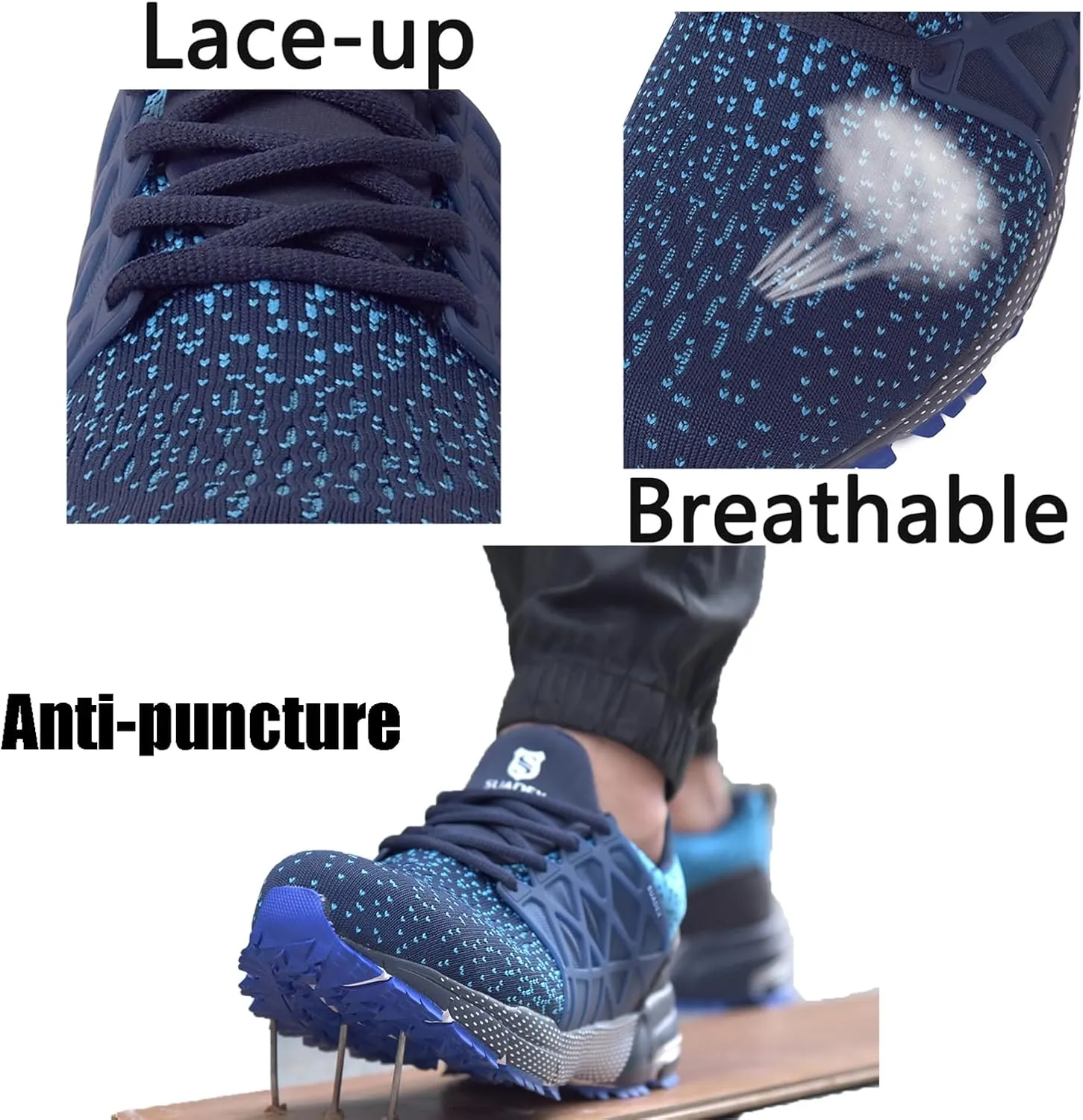 SUADEX Indestructible Steel Toe Shoes Men Women Safety Work Sneakers Comfortable Lightweight