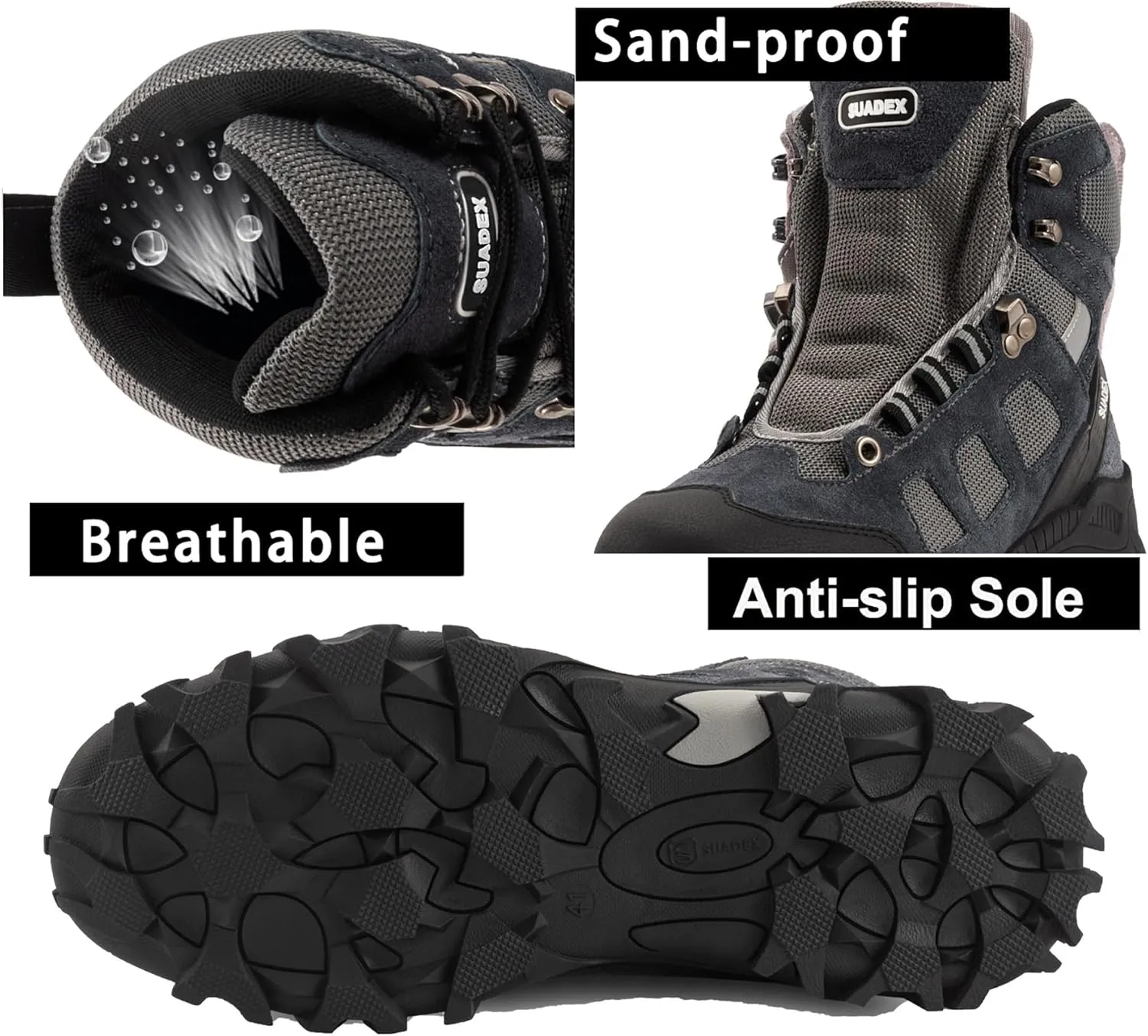 SUADEX Steel Toe Boots for Men Women Indestructible Non Slip Comfortable Work Boot Safety Construction Shoes